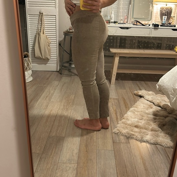 Beige Faux Suede Slim Elastic Band Pants size 44 US 4 -6 sexy soft - Picture 16 of 16